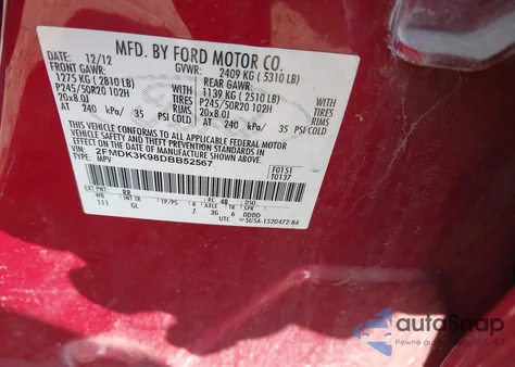 2013 Ford Edge Limited z USA, uszkodzony, nr VIN 2FMDK3K98DBB52567